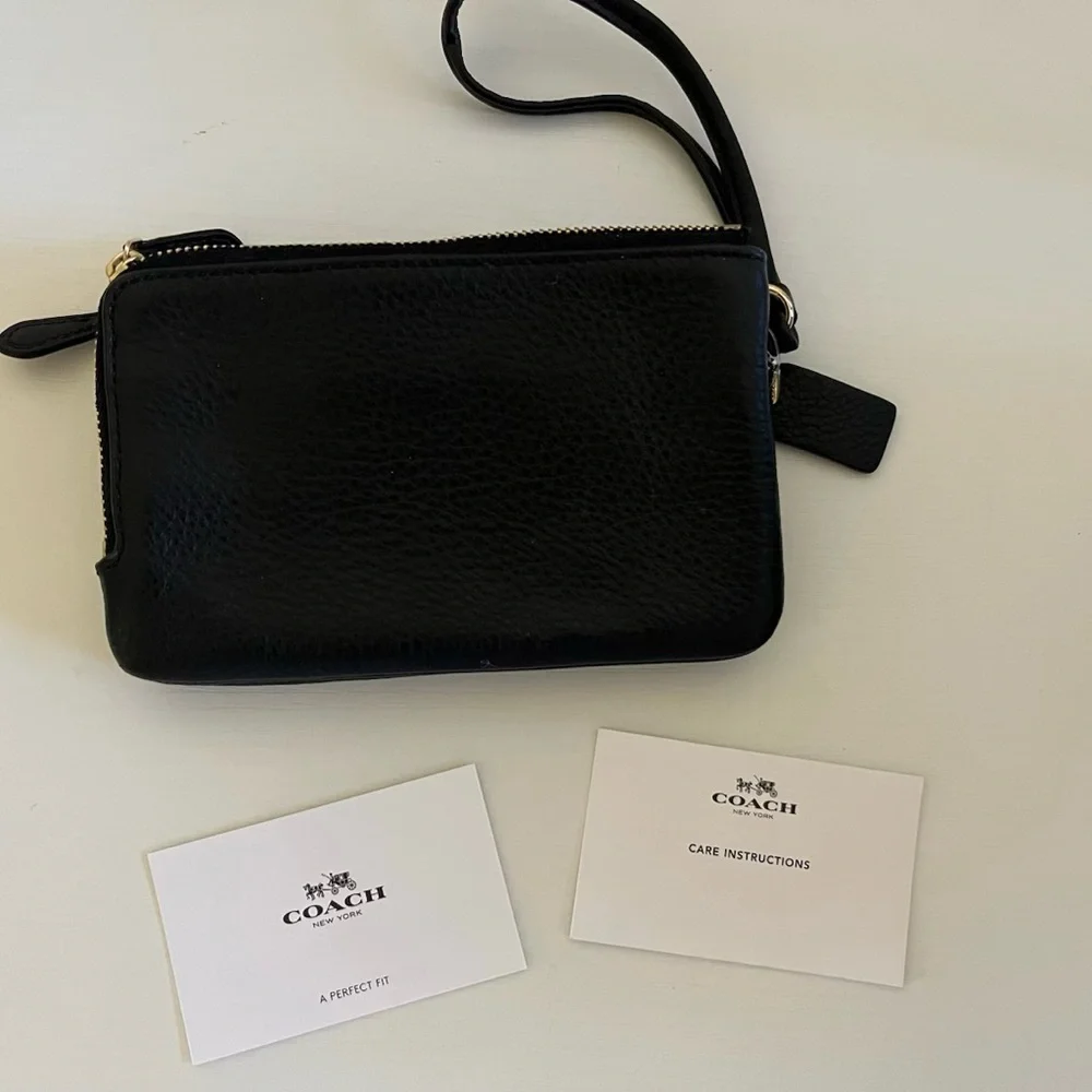 Coach Black Leather Double Zip Wristlet - Picture 5 of 6